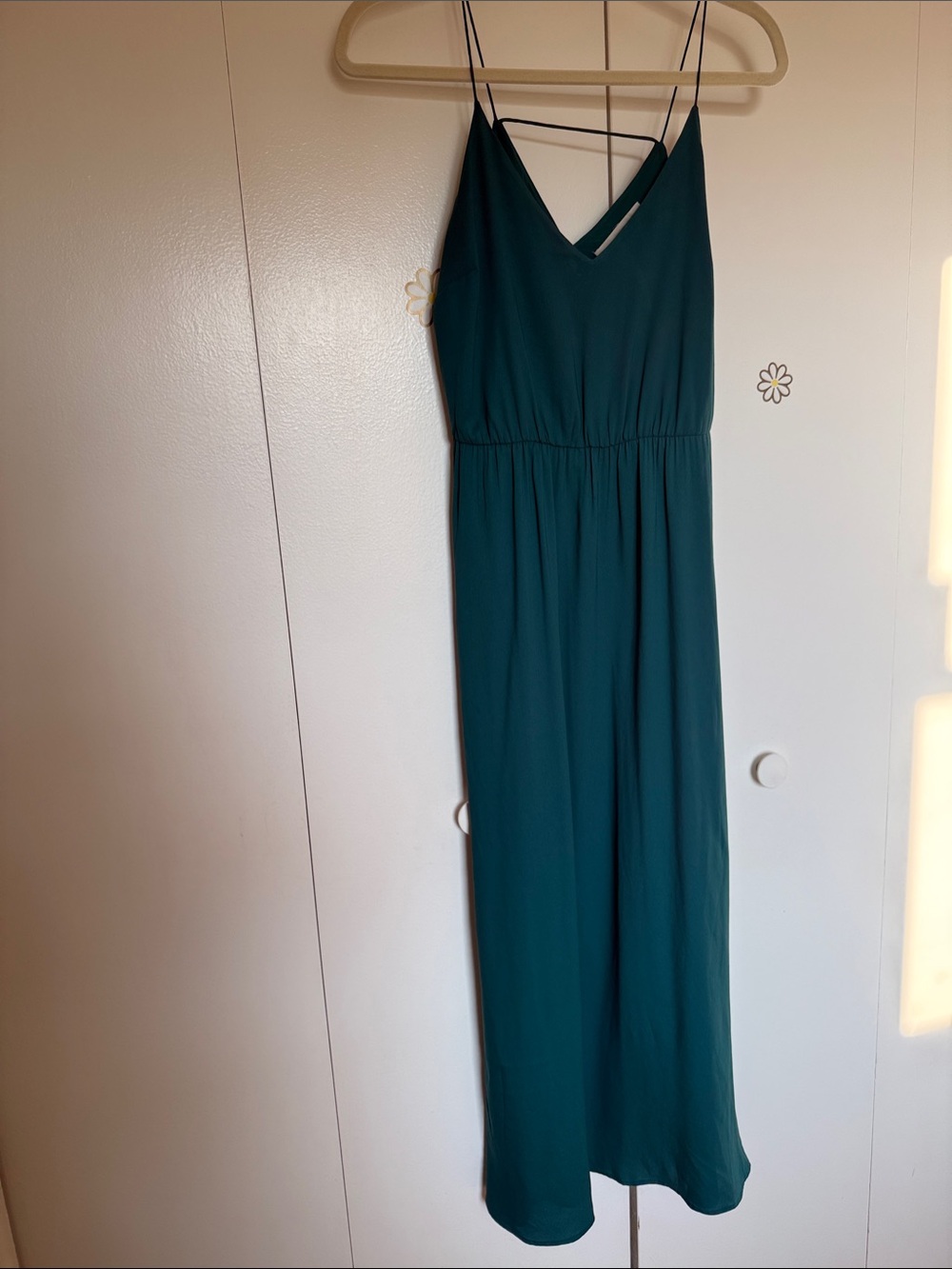 LOFT Teal V-Neck Spaghetti Strap Maxi Dress